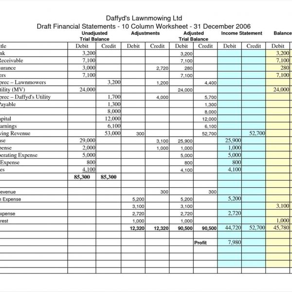 10 Column Worksheet Accounting Image Collections â Worksheet For